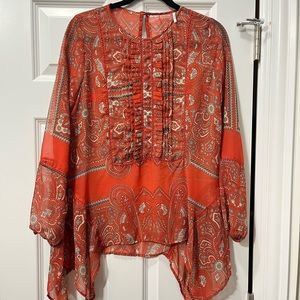 Anthropologie orange blouse